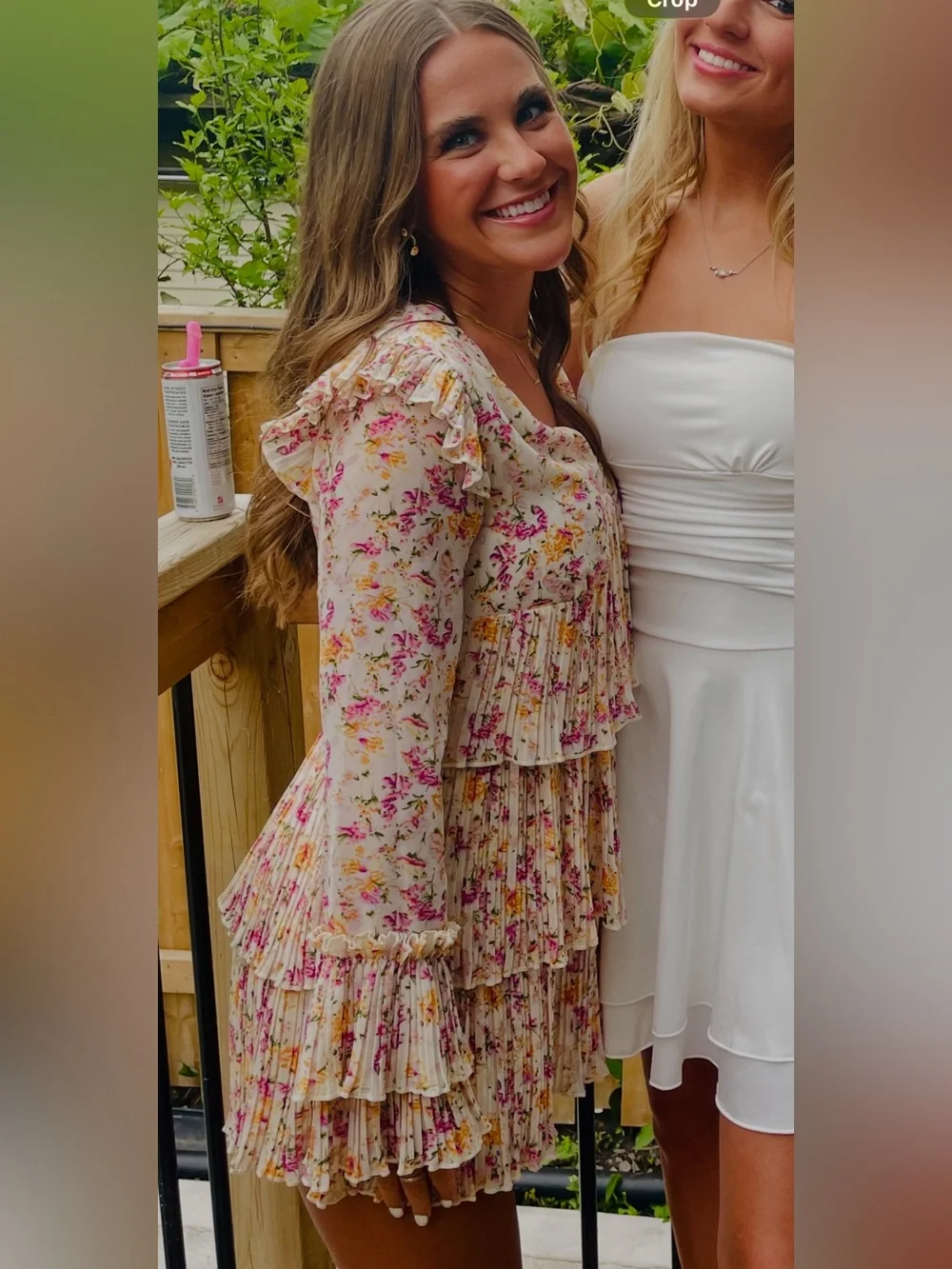 Floral Tiered Ruffle romper in Cream with Pink & Yellow Floral Print